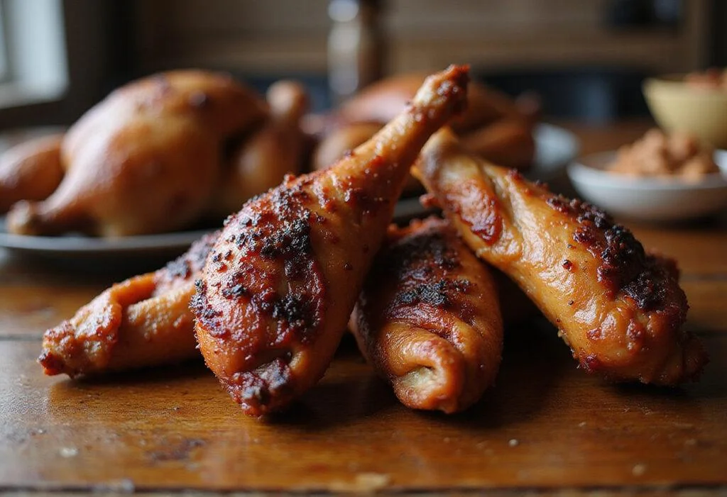 Deliciously smoked turkey tails close-up, highlighting their rich flavor and smoky color for a perfect treat.