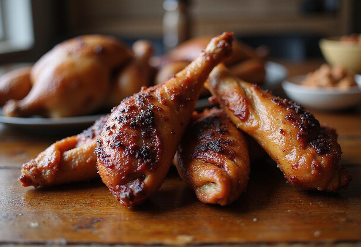 Deliciously smoked turkey tails close-up, highlighting their rich flavor and smoky color for a perfect treat.