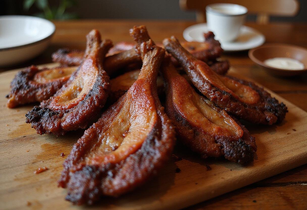 Deliciously smoked turkey tails close-up, highlighting their rich flavor and smoky color for a perfect treat.