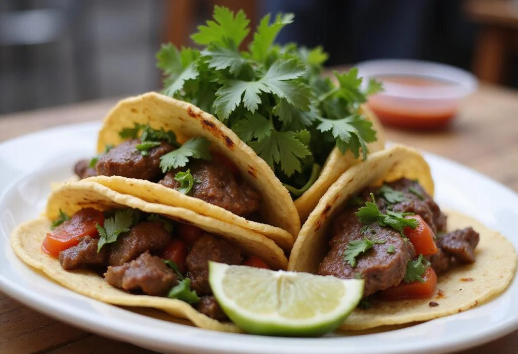 Delicious spiced steak street tacos ready to serve, highlighting flavorful taco seasoning.