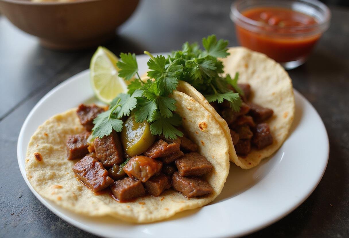 Delicious spiced steak street tacos ready to serve, highlighting flavorful taco seasoning.