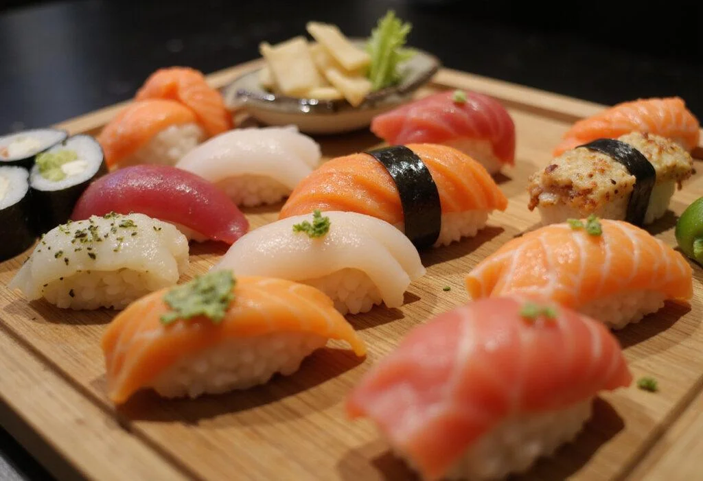 Gourmet presentation of Sushi Roku Palo Alto sushi on a platter, showcasing elegance and freshness.