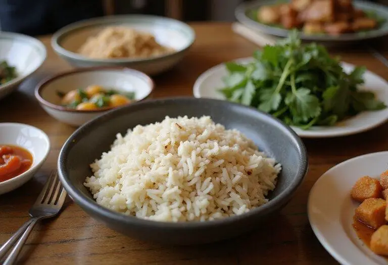 Delicious three ladies jasmine rice displayed elegantly on a table, perfect for any meal.