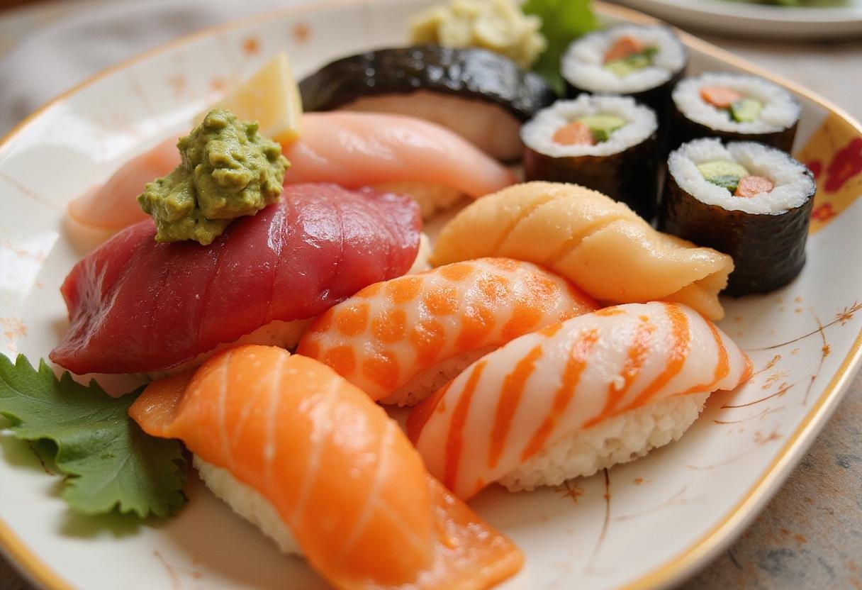 Artistic presentation of an authentic Tokyo sushi menu platter featuring various sushi styles for a delightful dining experience.