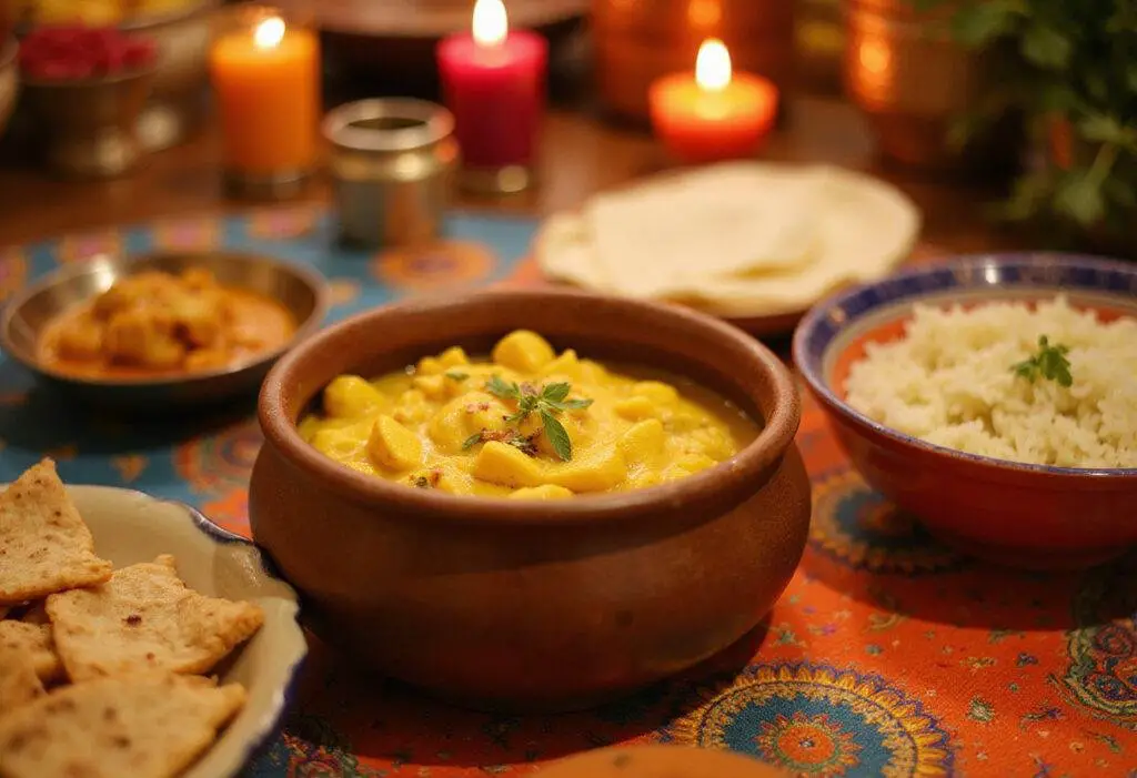 Final result of Ugadi Pachadi served beautifully, showcasing the festive Ugadi Pachadi recipe in a traditional celebration setup.