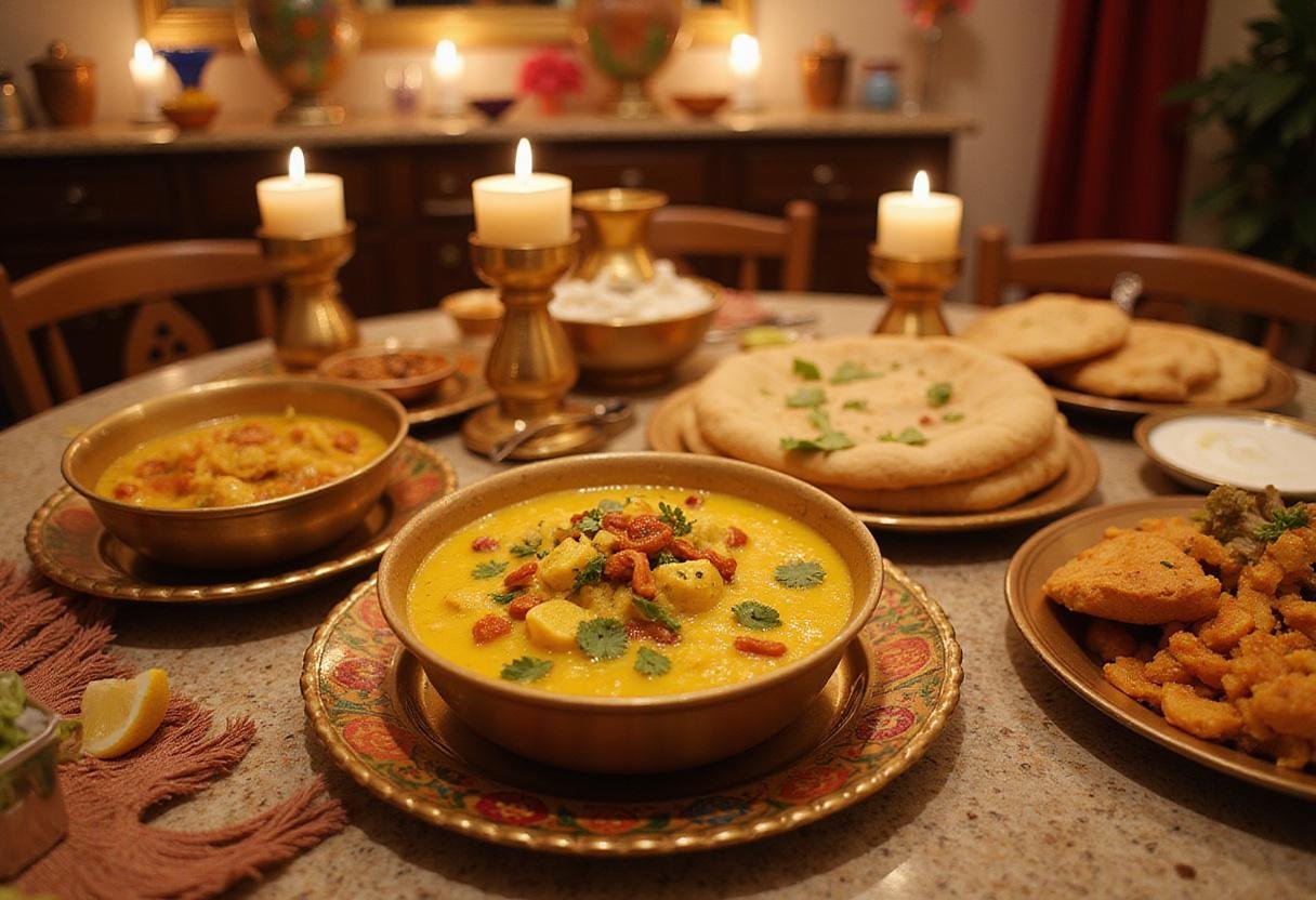 Final result of Ugadi Pachadi served beautifully, showcasing the festive Ugadi Pachadi recipe in a traditional celebration setup.