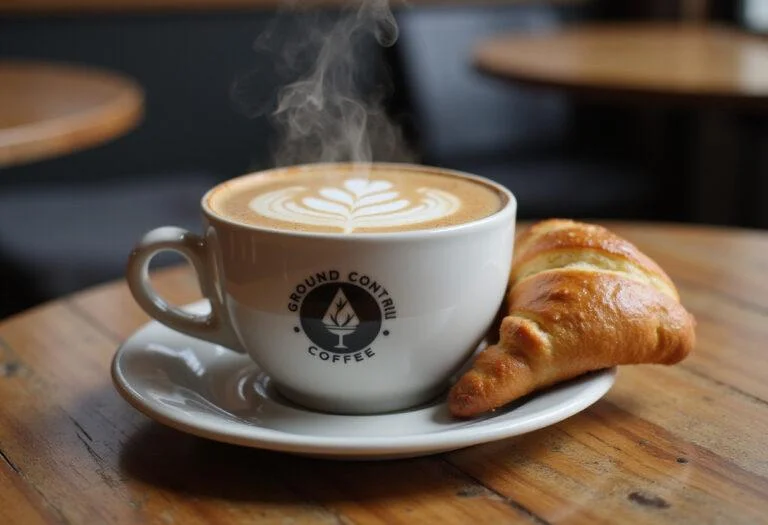 Final presentation of Ground Control Coffee in a cup, highlighting its rich aroma and flavor, perfect for coffee lovers enjoying their moment.