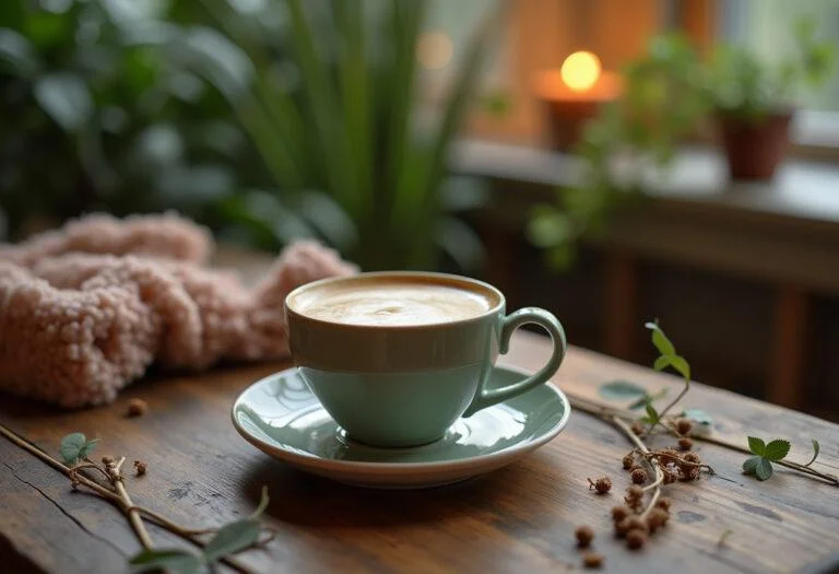 Finished Cozy Neighborhood Fiddleheads Coffee displayed beautifully, emphasizing the flavors and warmth of the unique drink inspired by Thyensville.