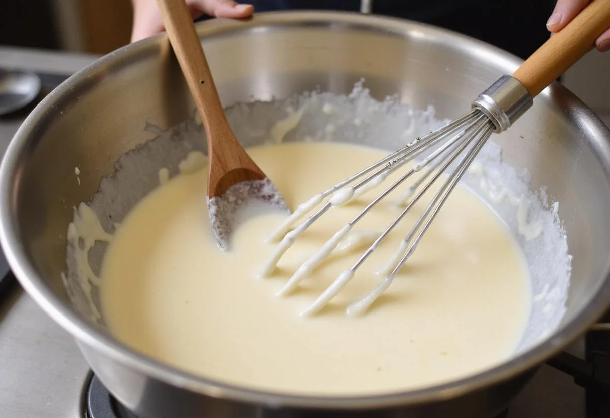 Creating a creamy mixture for coffee indulgence using heavy cream and vanilla, perfect for a Sheetz-inspired drink.