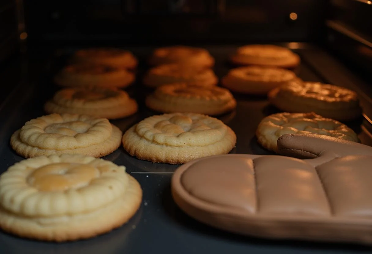 Baking delicious boneless cookies in an oven, showcasing the perfect golden-brown finish as they bake.