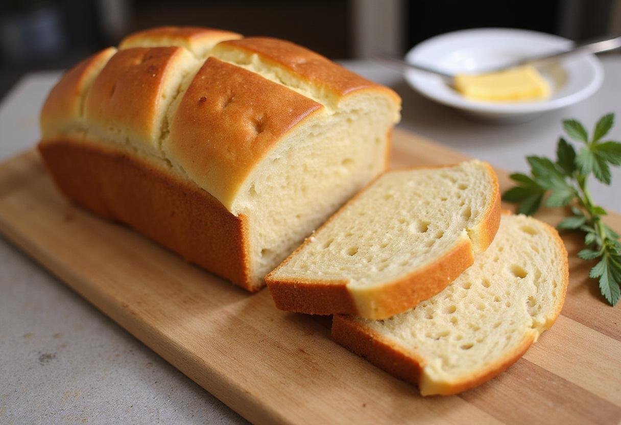 A beautifully baked loaf from easy bread machine recipes displayed on a cutting board, showcasing fluffy bread perfect for serving.