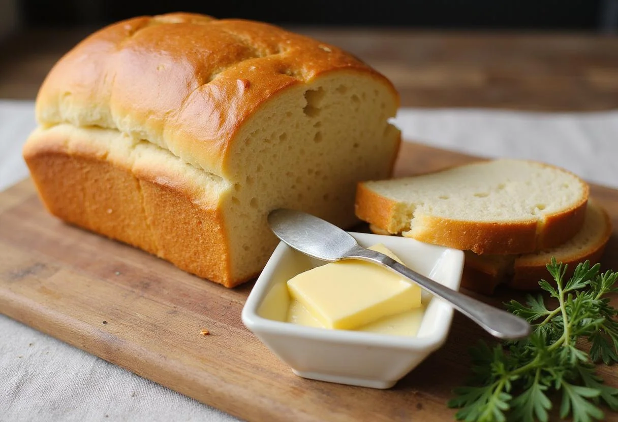 A beautifully baked loaf from easy bread machine recipes displayed on a cutting board, showcasing fluffy bread perfect for serving.