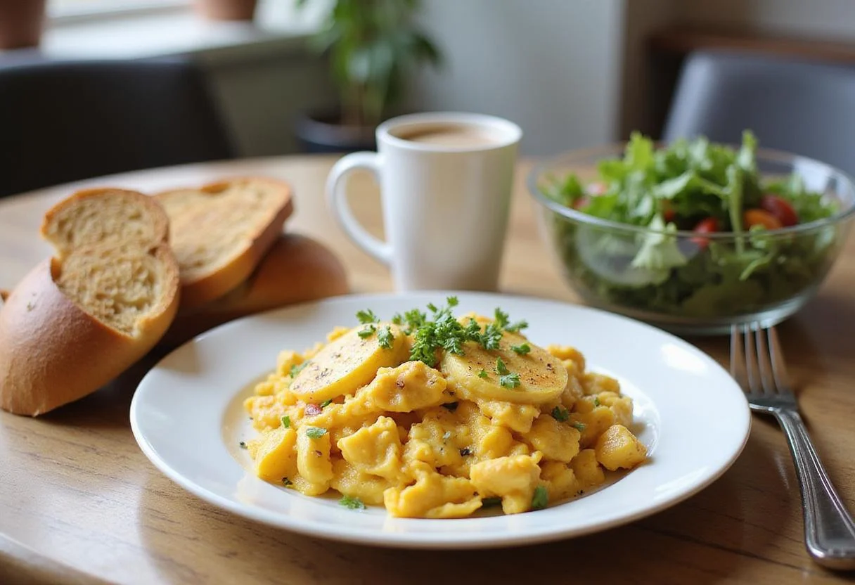 A delightful breakfast spread featuring fresh hatching quail eggs on the table, showcasing a healthy and inviting meal.