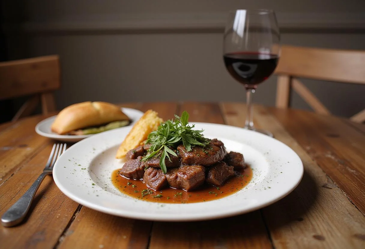 Stunning presentation of a Thomas Farms grass-fed beef farmer's plate, highlighting thomas farms grass fed beef with fresh herbs, perfect for a wholesome dinner.
