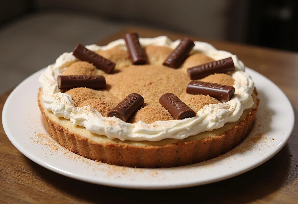 Indulgent frozen Snickers pie, a perfect dessert with layers of creamy filling and chocolate, garnished for a delicious presentation.