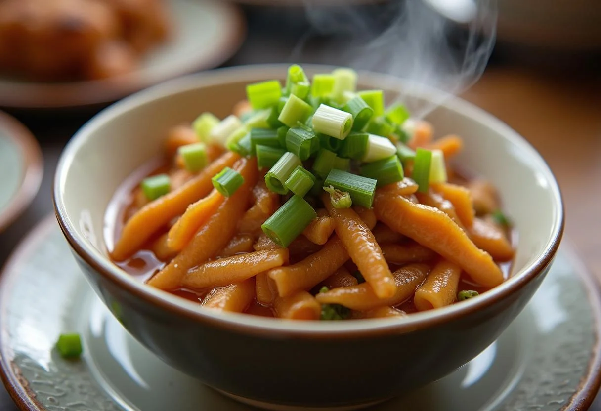 Garnishing Kikkoman Stir Fry Marvel in a serving dish, highlighting a flavorful and visually appealing meal.
