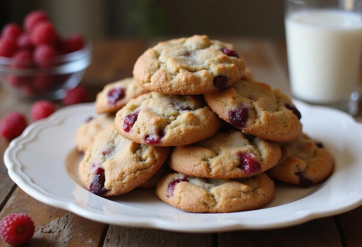Deliciously baked Knott's Berry Farm cookies displayed on a plate, garnished with fresh berries.