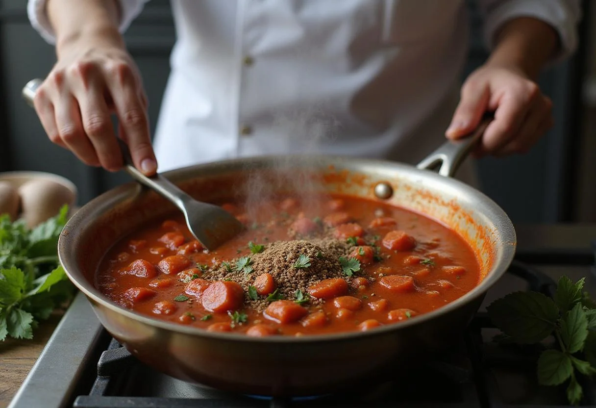 Using Italian seasoning in cooking to enhance the flavor of marinara sauce, demonstrating its versatility in recipes.