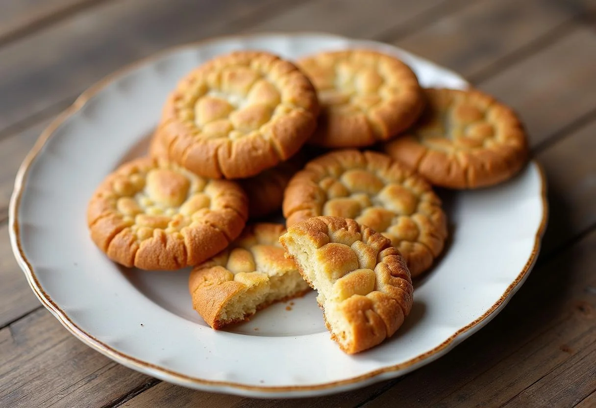 Delicious golden-brown Quick Bites Snack Cookies on a rustic wooden table, highlighting their soft texture and homemade appeal.