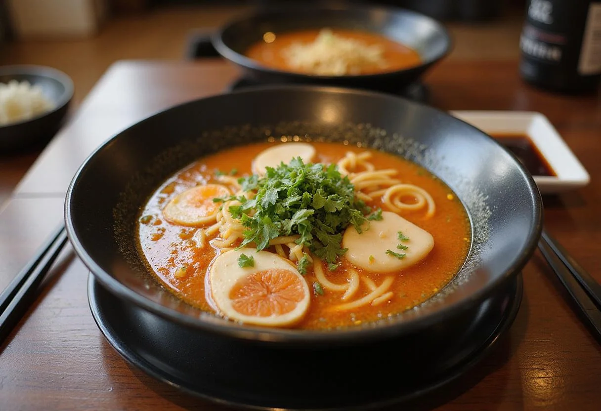 Final presentation of delicious ramen, ideal for demonstrating ramen shelf life facts and how to enjoy ramen noodles.