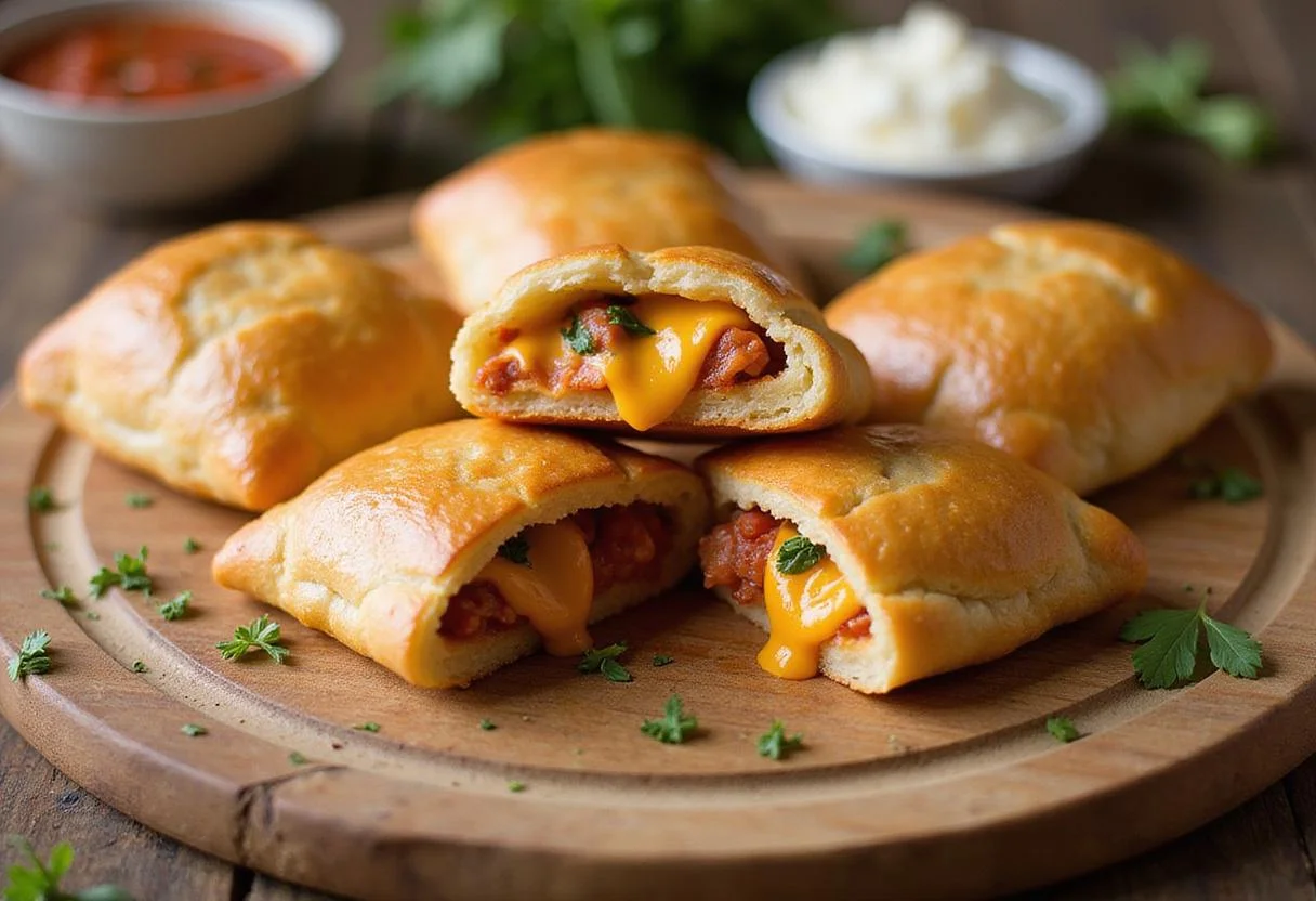 Delicious Savory Supreme Hot Pocket Pizzas, with a perfect golden crust and gooey interior, ready to be served.