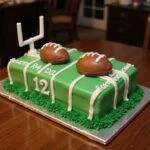 The final Touchdown Triumph Football Cake, a must-have for sports fans, with intricate designs and vibrant colors highlighting a football field theme.