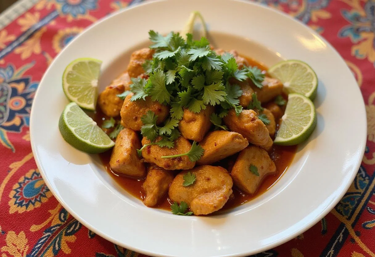 Final presentation of Zesty Tangy Chili Lime Treat, a stunning and appetizing chili lime chicken recipe ready to serve.