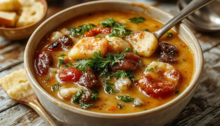 A steaming bowl of Italian Wedding Soup filled with tender meatballs, vibrant leafy greens, and tiny pasta pearls in a clear broth, garnished with grated Parmesan and fresh herbs, set on a rustic wooden table with a spoon resting beside it.