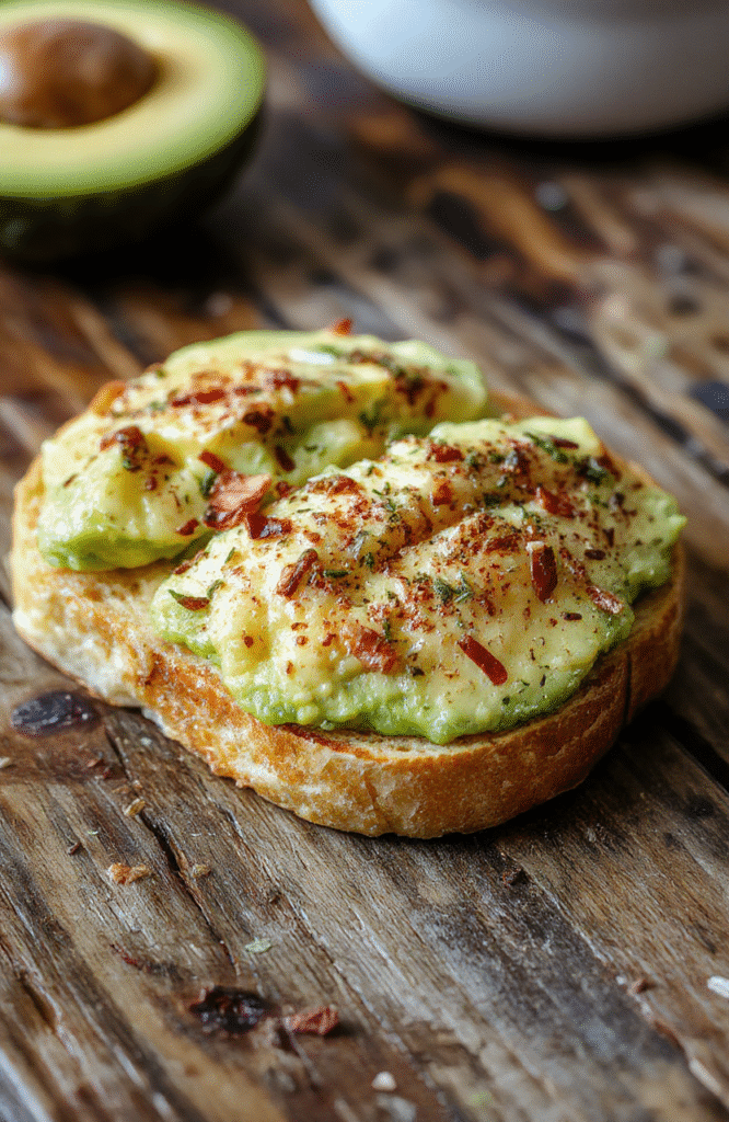 Colorful array of avocado toasts topped with ingredients like cherry tomatoes, radishes, eggs, and herbs, plated on a rustic wooden surface with a light background, showcasing textures and vibrant colors.