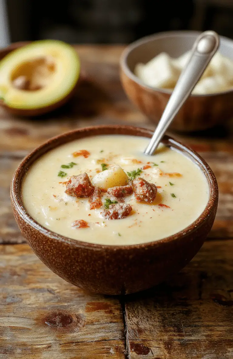 A steaming bowl of cheesy cheesesteak potato soup topped with shredded cheese and chopped green onions, surrounded by crispy bread slices on a rustic wooden table, vibrant colors, creamy texture visible, inviting and hearty presentation.