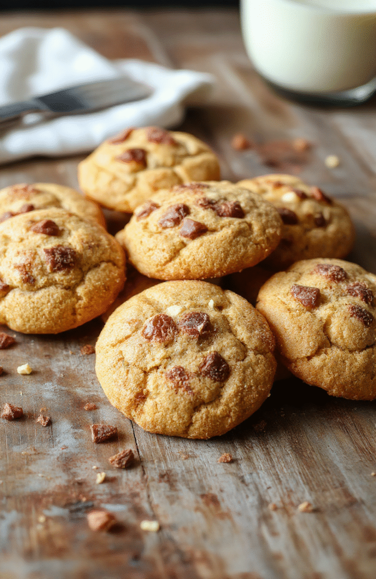 A plate of chewy brown butter pumpkin snickerdoodles topped with cinnamon sugar, showcasing golden-brown edges, textured surface, and a cozy fall-themed setting with a hint of pumpkin and cinnamon hues.