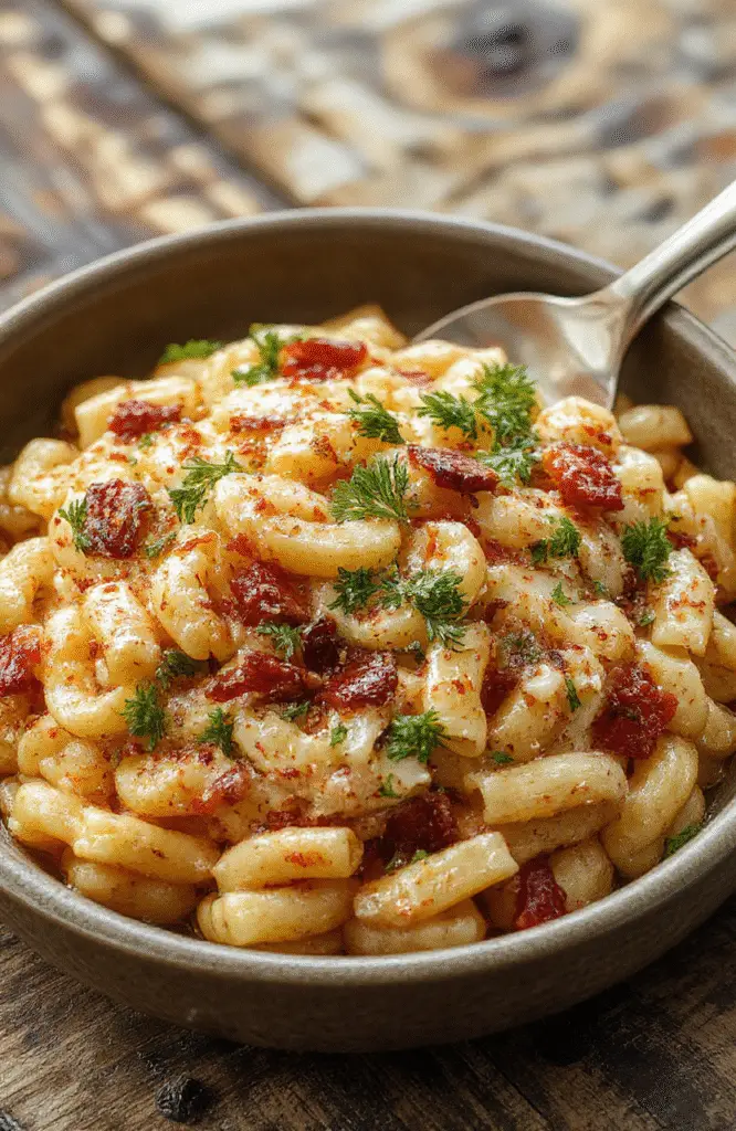 A vibrant plate of cooked orzo pasta mixed with colorful vegetables, garnished with herbs, styled on a rustic wooden surface. The textures of the pasta are tender and glossy, with the fresh herbs adding a burst of green, creating an inviting and appetizing presentation.