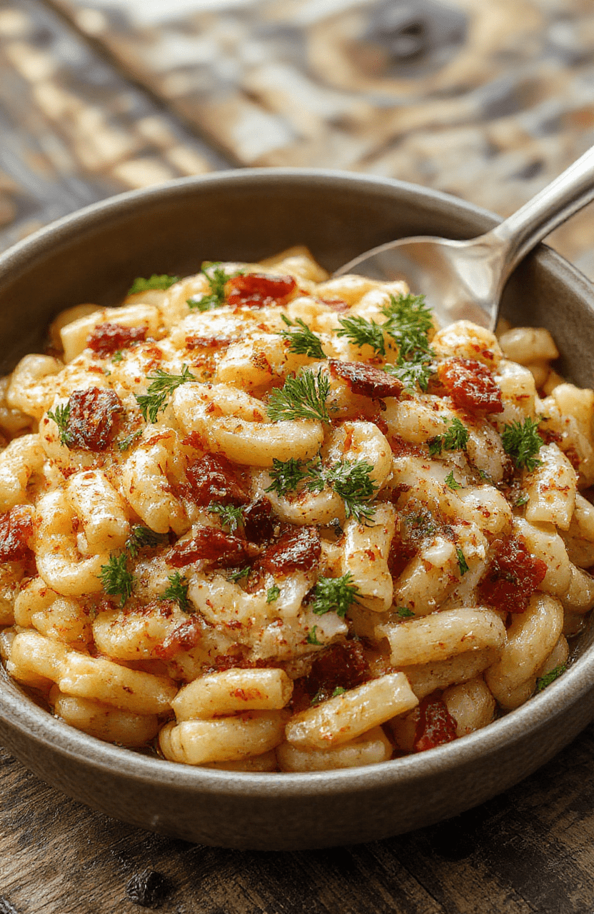 A vibrant plate of cooked orzo pasta mixed with colorful vegetables, garnished with herbs, styled on a rustic wooden surface. The textures of the pasta are tender and glossy, with the fresh herbs adding a burst of green, creating an inviting and appetizing presentation.