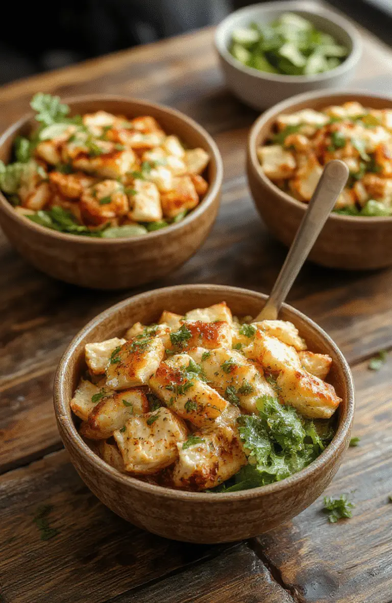 Colorful Greek chicken bowls featuring grilled chicken, vibrant vegetables, creamy tzatziki sauce, all beautifully arranged on a rustic plate with fresh herbs, capturing textures of tender meat and crisp veggies, styled simply for an inviting look.