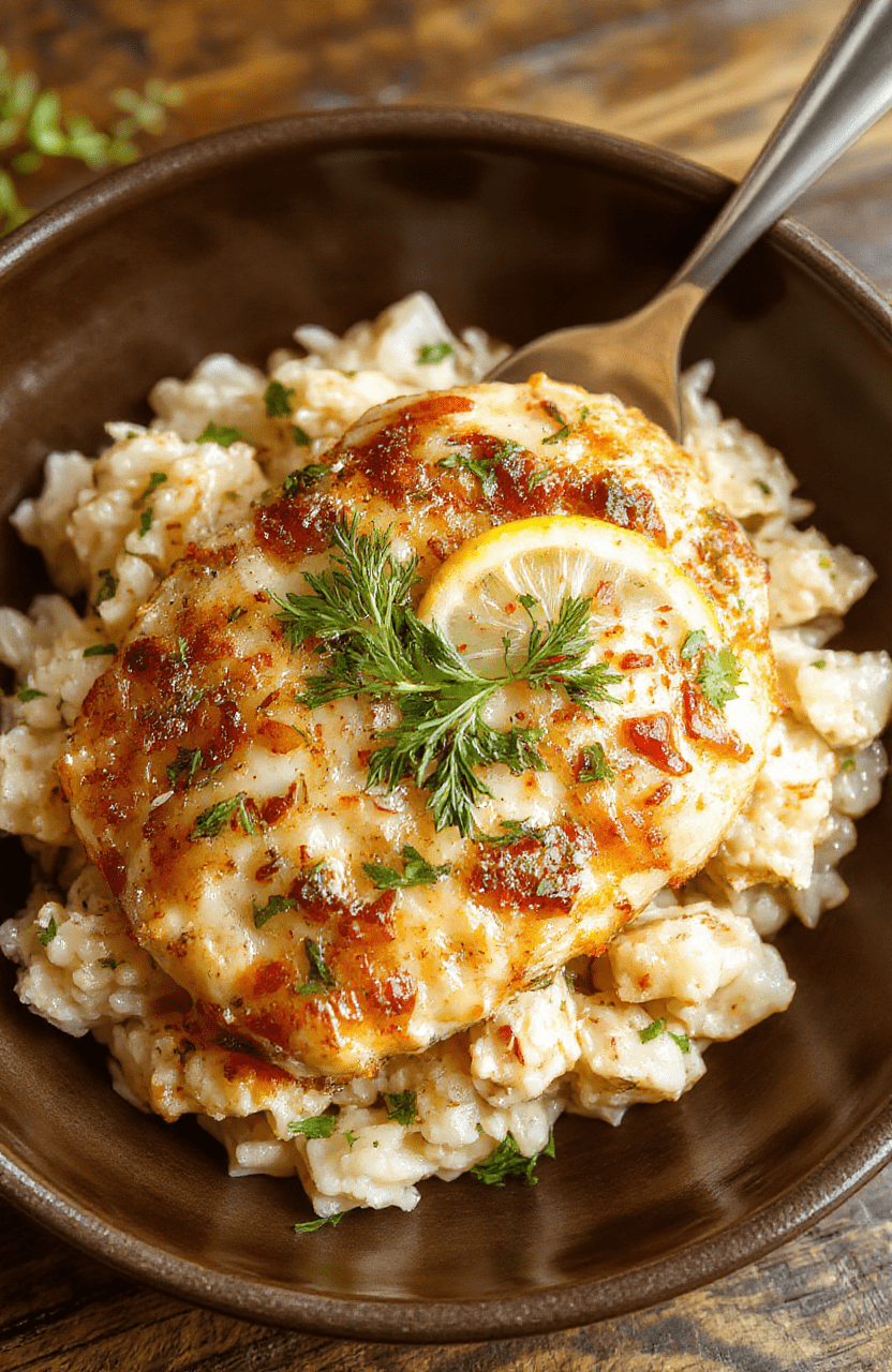 A vibrant plate of moist slow cooker lemon herb chicken served alongside fluffy rice, garnished with fresh herbs and lemon slices, styled on a rustic wooden table with bright natural lighting highlighting the textures of the dish.