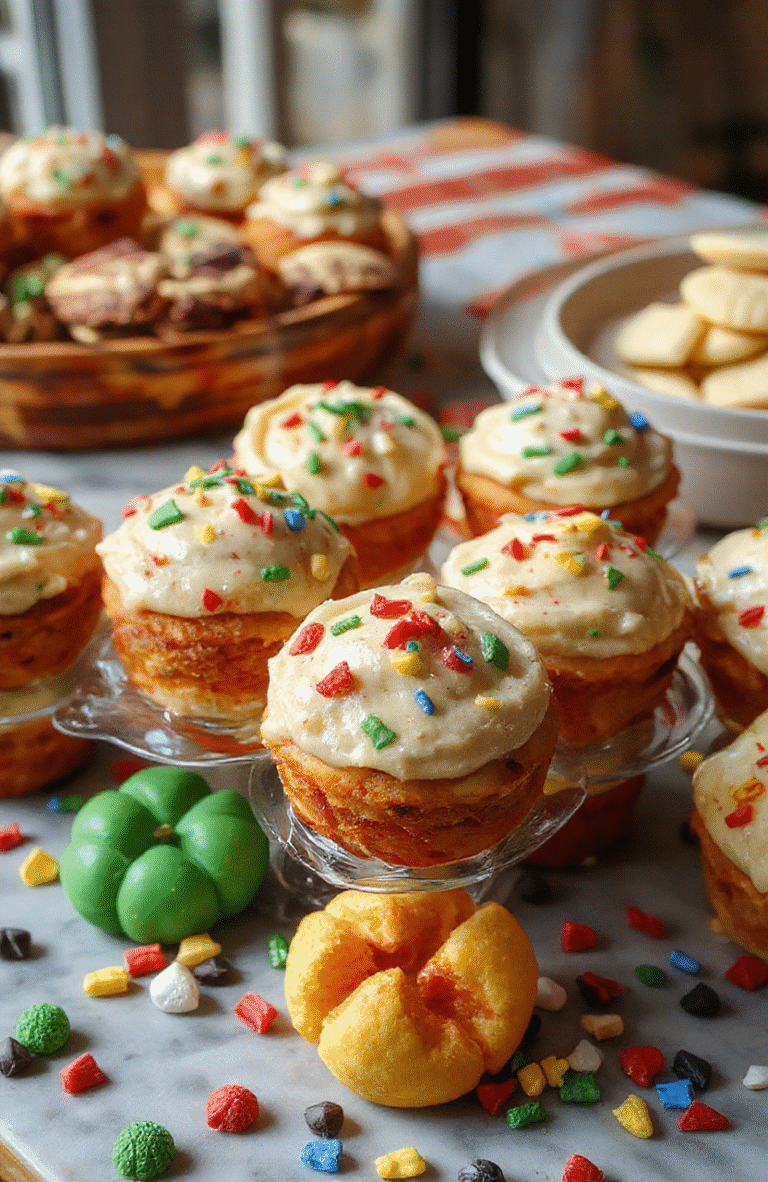 Colorful plate with assorted festive kids' treats including mini cookies, candy, and fruit skewers, decorated with seasonal sprinkles and holiday-themed toppers, vibrant and playful presentation with a cheerful background.