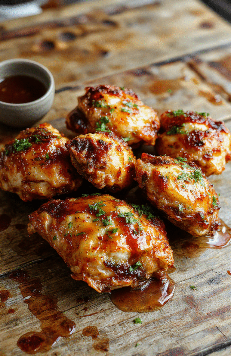 A vibrant plate of baked crunchy hot honey chicken topped with a drizzle of spicy honey glaze, served alongside fresh greens and sesame seeds, capturing a glossy, crispy texture with a hint of red chili flakes, styled simply on a rustic wooden board.