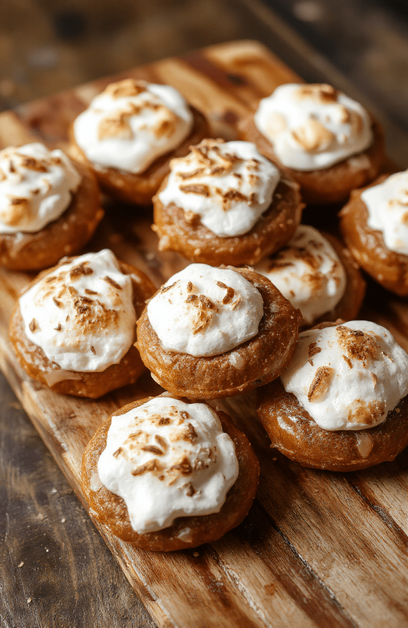 Colorful and glossy S'mores Pretzel Bites arranged on a rustic wooden platter. The bites feature a golden pretzel base topped with melted chocolate, toasted marshmallows, and a drizzle of caramel. Bright sprinkles add a festive touch, with a blurred background of party settings and vibrant tableware. Textural contrast is evident between crispy pretzels, gooey marshmallows, and smooth chocolate garnished with crushed graham crackers.
