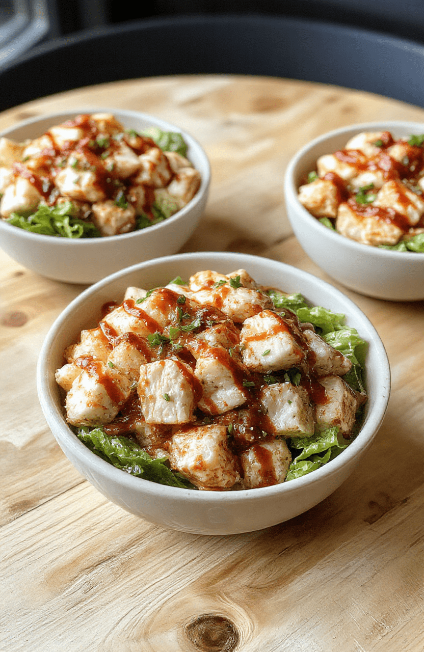 Close-up of a vibrant turkey teriyaki bowl with steamed jasmine rice, grilled teriyaki-glazed turkey strips glistening with sticky-sweet sauce, sliced green onions, toasted sesame seeds, and colorful shredded carrots and cucumber ribbons arranged artfully on the side. The dish is plated on a matte white ceramic bowl against a light oak wooden table.